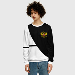 Свитшот мужской Герб РФ текстура спорт, цвет: 3D-белый — фото 2