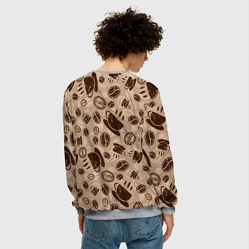 Мужской свитшот Кофейный узор / 3D-Меланж – фото 4