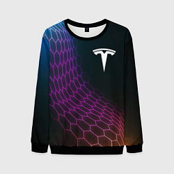 Мужской свитшот Tesla neon hexagon