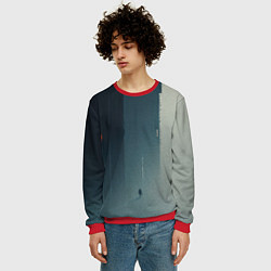 Свитшот мужской Человек в городском тумане, цвет: 3D-красный — фото 2