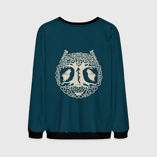 Мужской свитшот Символика северного воина - шлем ужасов агисхъяльм / 3D-Черный – фото 2