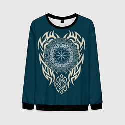 Свитшот мужской Символика северного воина - шлем ужасов агисхъяльм, цвет: 3D-черный