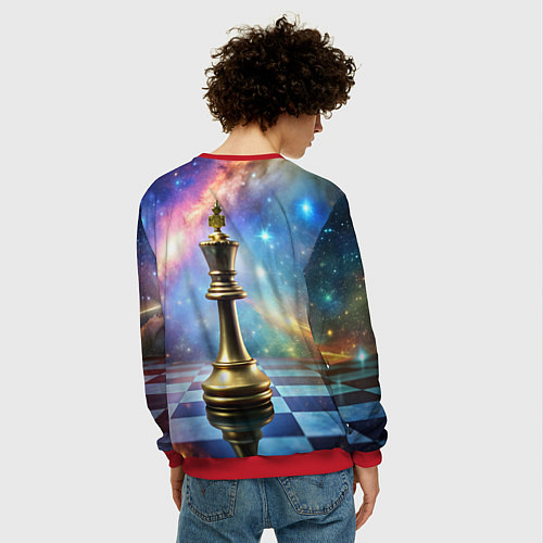 Мужской свитшот Золотой король - шахматы / 3D-Красный – фото 4