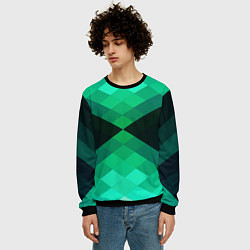 Свитшот мужской Изумрудная мозаика, цвет: 3D-черный — фото 2