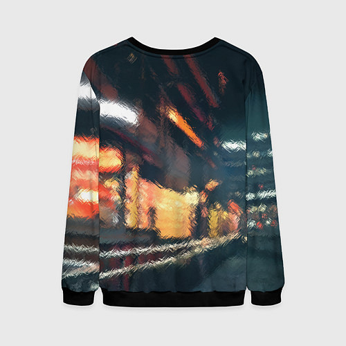 Мужской свитшот Девушка-андроид с зелёной косой / 3D-Черный – фото 2