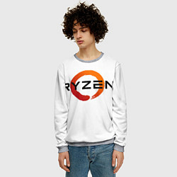 Свитшот мужской AMD ryzen logo white, цвет: 3D-меланж — фото 2