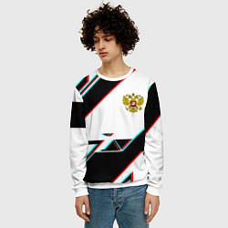 Свитшот мужской Россия спортивная геометрия глитч, цвет: 3D-белый — фото 2