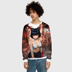 Свитшот мужской Бойцовская девушка-кошка, цвет: 3D-белый — фото 2