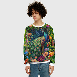 Свитшот мужской Павлин в саду, цвет: 3D-белый — фото 2