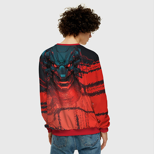 Мужской свитшот Бойцовая красноглазая девушка / 3D-Красный – фото 4