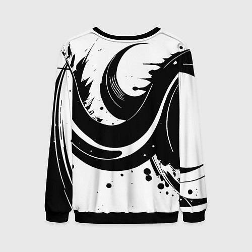 Мужской свитшот Чёрно-белая экспрессивная абстракция / 3D-Черный – фото 2