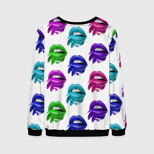 Мужской свитшот Цветные губы / 3D-Черный – фото 2