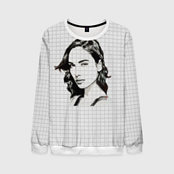 Свитшот мужской Рисунок Галь Гадот в тетради в клетку, цвет: 3D-белый