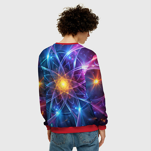 Мужской свитшот Космический закрученный узор-лотос: энергия вселен / 3D-Красный – фото 4
