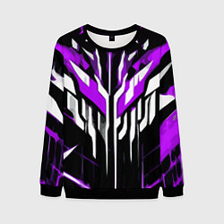 Свитшот мужской Purple and white abstraction on a black background, цвет: 3D-черный