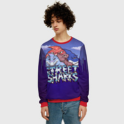 Свитшот мужской Street sharks - Городские Уличные Акулы, цвет: 3D-красный — фото 2