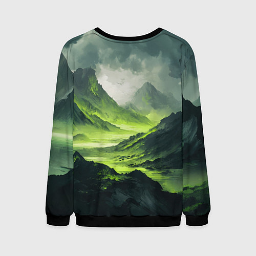 Мужской свитшот Ядовитая горная местность - токсичная кислотная до / 3D-Черный – фото 2
