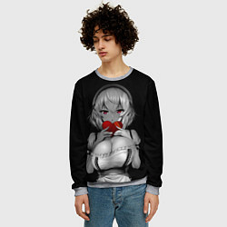 Свитшот мужской Аниме девушка с сердцем в руках, цвет: 3D-меланж — фото 2