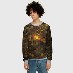 Свитшот мужской Светящиеся коричневый соты - тепловая энергия, цвет: 3D-меланж — фото 2