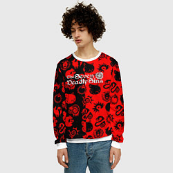 Свитшот мужской 7 смертных грехов патттерн, цвет: 3D-белый — фото 2