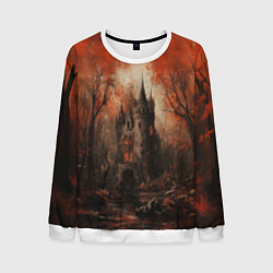 Свитшот мужской Замок в осеннем лесу, цвет: 3D-белый