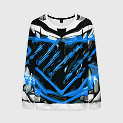 Мужской свитшот Blue and white abstraction on a black background
