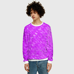 Свитшот мужской Фиолетово-белые мазки, цвет: 3D-белый — фото 2