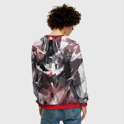 Мужской свитшот Абстрактный узор черно-серый / 3D-Красный – фото 4