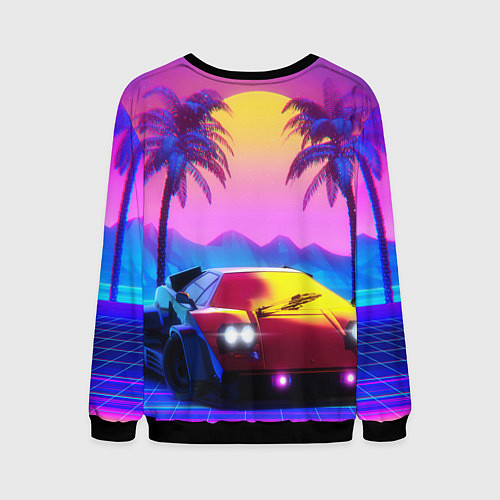 Мужской свитшот Vice city retro wave Lambo / 3D-Черный – фото 2