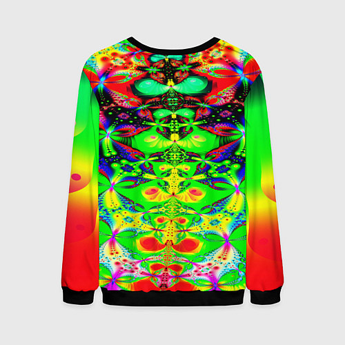 Мужской свитшот Оптический фрактал кислота / 3D-Черный – фото 2
