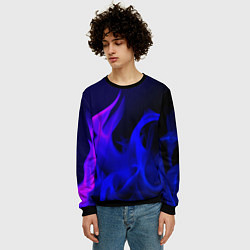 Свитшот мужской Неоновый огонь текстура, цвет: 3D-черный — фото 2