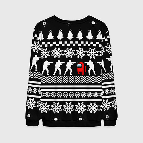 Мужской свитшот Among us x cs go / 3D-Черный – фото 2