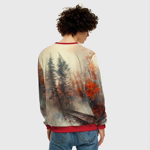 Мужской свитшот Ретро паровоз с красной звездой / 3D-Красный – фото 4