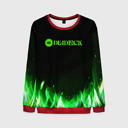 Свитшот мужской Deadlock logo зеленый огонь, цвет: 3D-красный