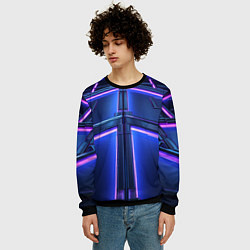 Свитшот мужской Неоновая световая конструкция, цвет: 3D-черный — фото 2