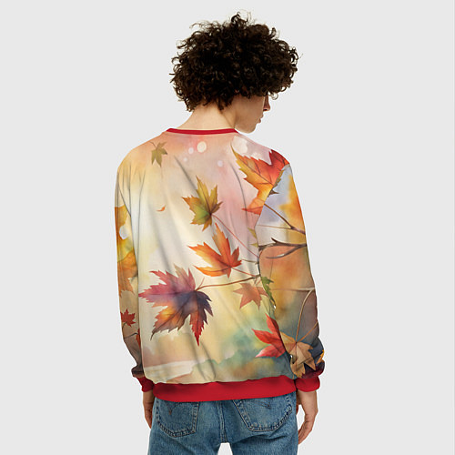 Мужской свитшот Осенняя лисичка в школьной форме / 3D-Красный – фото 4