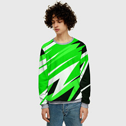 Свитшот мужской Geometry stripes green, цвет: 3D-меланж — фото 2