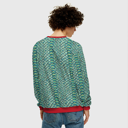 Мужской свитшот Змеиная кожа паттерн / 3D-Красный – фото 4