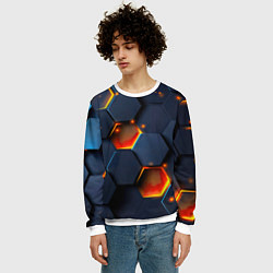 Свитшот мужской Шестигранники с подсветкой, цвет: 3D-белый — фото 2