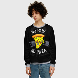 Свитшот мужской No pain - no pizza, цвет: 3D-меланж — фото 2