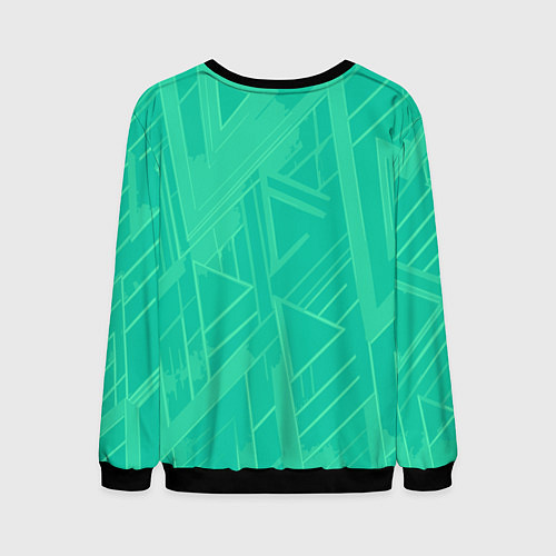 Мужской свитшот Мятный зелёный однотонный геометричный / 3D-Черный – фото 2