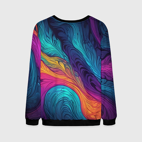 Мужской свитшот Перья эбру абстракция / 3D-Черный – фото 2