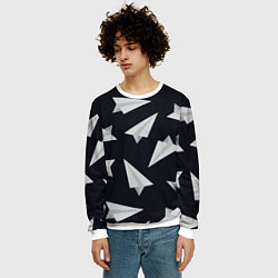 Свитшот мужской Белый бумажный самолётик - Телеграм, цвет: 3D-белый — фото 2