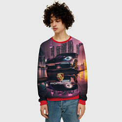 Свитшот мужской Porshe night city, цвет: 3D-красный — фото 2