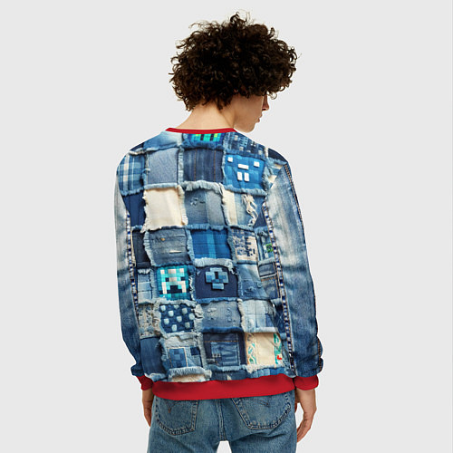 Мужской свитшот Пэчворк из Minecraft / 3D-Красный – фото 4
