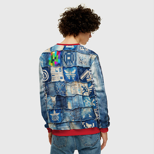 Мужской свитшот Пэчворк с игровыми значками / 3D-Красный – фото 4