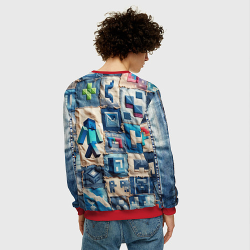 Мужской свитшот Minecraft шагает на пэчворк / 3D-Красный – фото 4