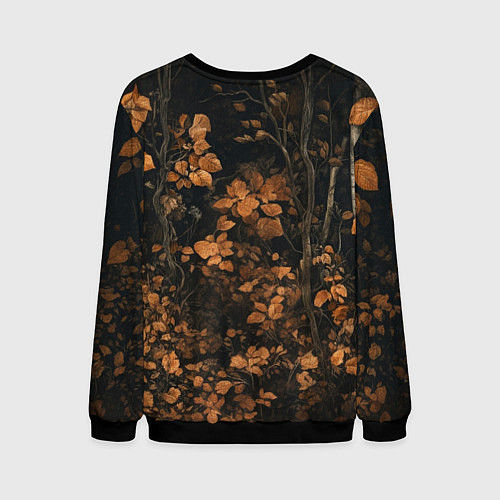 Мужской свитшот Лис в осенней чаще / 3D-Черный – фото 2