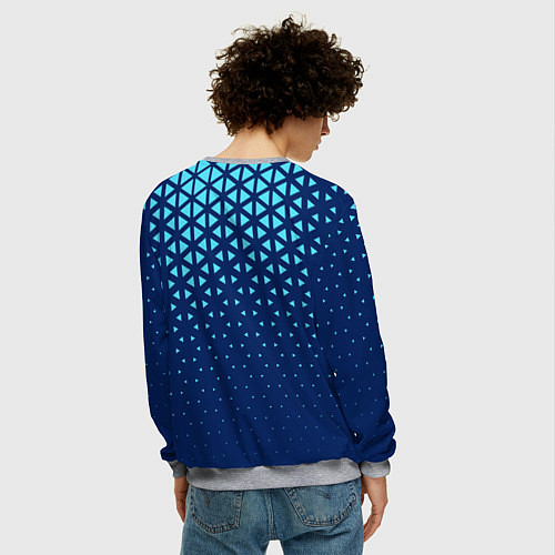 Мужской свитшот Геометрический градиент - сине-голубой / 3D-Меланж – фото 4