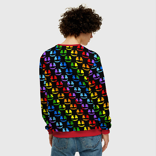 Мужской свитшот Marshmello pattern neon / 3D-Красный – фото 4